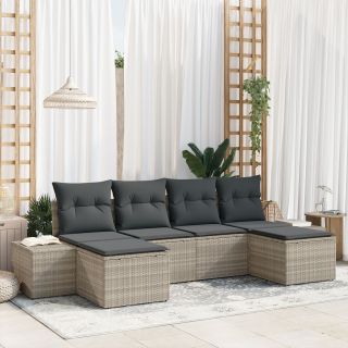 6-osaline Aiadiivanite Komplekt padjadega Helehall Polü Rattan