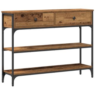 Konsoolitabel Vanast Puust 100x25x75 cm Töötlemata Puit ja Teras