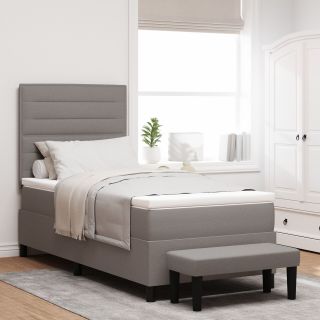 kastipealne voodi koos madratsi ja pingiga taupe 80x200 cm kangas
