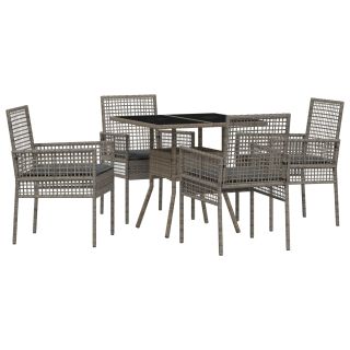 5-osaline aia söögilaua komplekt hall polü rattan