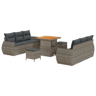 9-osaline aiavoodi komplekt padjadega hall polü rattan akatsia,3-osaline aiakohviku komplekt padjadega hall polü rattan akatsia