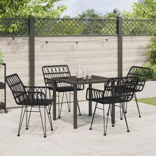 5-osaline aiatoidukomplekt Must polü rattan