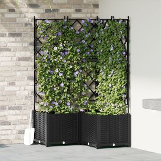 Trellisega aia pott 3 tk Must 80x80x143 cm