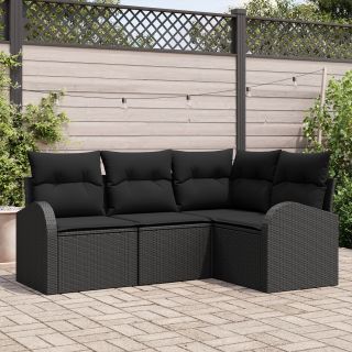 4-osaline Aia Diivani Komplekt Padjadega Must Polü Rattan