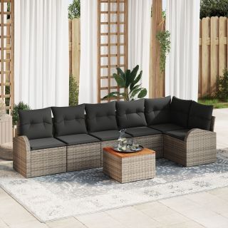 7-osaline aedsofa komplekt padjadega Hall Polü Rattan Acacia