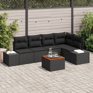 6-osaline aiamööbli komplekt padjadega Must polü rattan Akaatsia