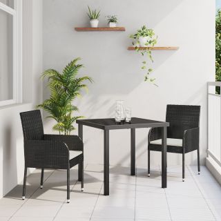 5-osaline aiasöögikomplekt padjadega hall polü rattan