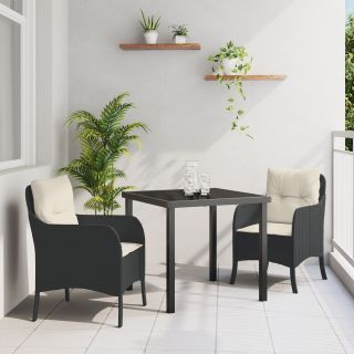 7-osaline aiadining komplekt padjadega beež polü rattan