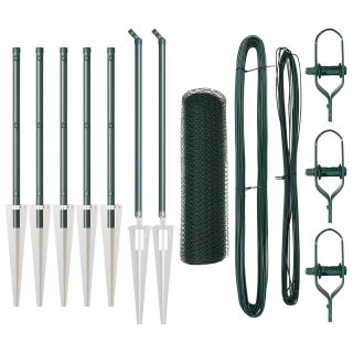 Kuusnurkne Aed Roheline 0.5x10 m Teras,Aia Postid Spike'iga 7 tk Ø32 mm 80 cm Galvaniseeritud Teras