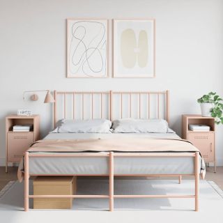 тумбочки прикроватные 2 шт., розовые, 36 x 39 x 68 см, сталь