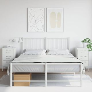 тумбочки прикроватные 2 шт., белые, 36 x 39 x 68 см, сталь