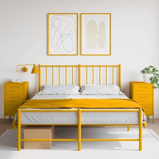 тумбочки прикроватные 2 шт., горчично-желтые, 36x39x68 см, сталь