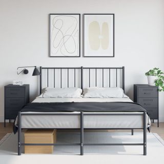 тумбочки прикроватные 2 шт., антрацит, 36 x 39 x 68 см, сталь