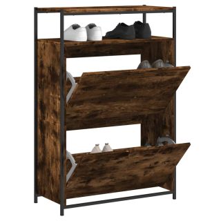 Тумба для обуви, копченый дуб, 75 x 34 x 112 см, искусственное дерево