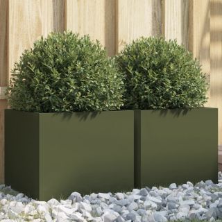 aia taimekastid 2 tk, oliiviroheline, 32x30x29 cm, teras
