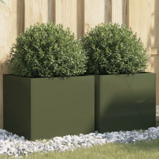 aia taimekastid 2 tk, oliiviroheline, 42x40x39 cm, teras
