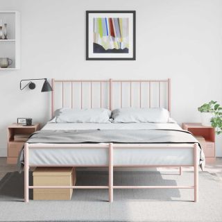 тумбочки прикроватные 2 шт., розовые, 34,5 x 39 x 44 см, сталь