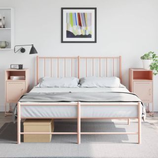 тумбочки прикроватные 2 шт., розовые, 36x39x78 см, сталь