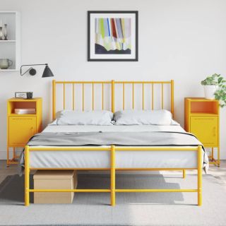 прикроватные тумбочки 2 шт., горчично-желтые, 36 x 39 x 78 см, сталь