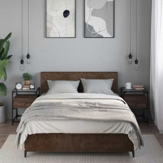 тумбочки прикроватные 2 шт., коричневый дуб, 40x40x55 см, искусственное дерево