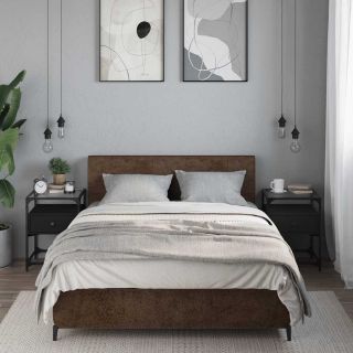 тумбочки прикроватные 2 шт., черные, 40 x 40 x 55 см, искусственное дерево