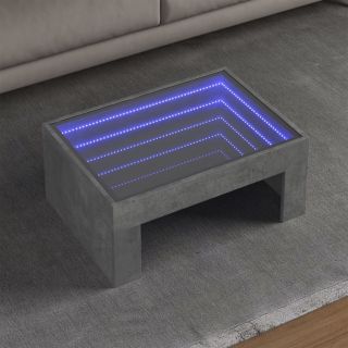 журнальный столик со светодиодной подсветкой, бетонно-серый, 70x50x30 см