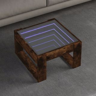 kohvilaud LED-tuledega, suitsutatud tamm, 50x50x30 cm