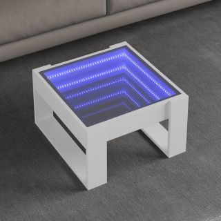 kohvilaud LED-tuledega, valge, 50x53x30 cm