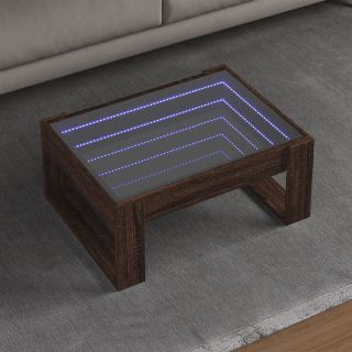 kohvilaud LED-tuledega, pruun tamm, 70x53x30 cm