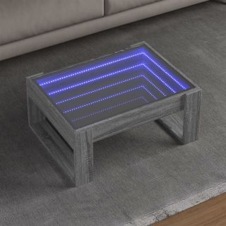 kohvilaud LED-tuledega, hall Sonoma tamm, 70x53x30 cm