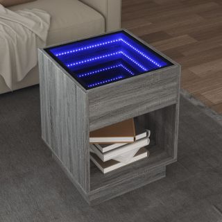 kohvilaud LED-tuledega, hall Sonoma tamm, 40x40x50 cm