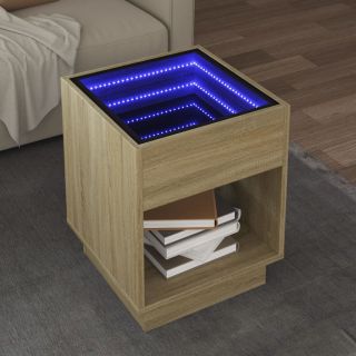 kohvilaud LED-tuledega, Sonoma tamm, 40x40x50 cm