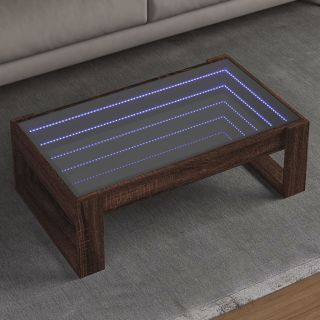 kohvilaud LED-tuledega, pruun tamm, 90x53x30 cm