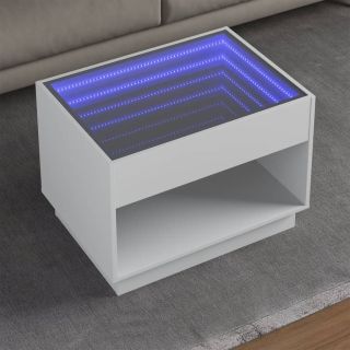 kohvilaud LED-tuledega, valge, 70 x 50 x 50 cm