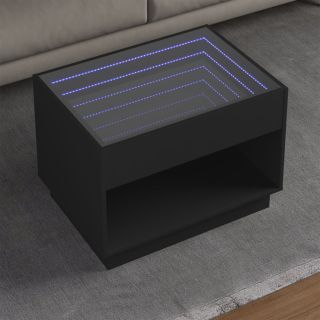 kohvilaud LED-tuledega, must, 70x50x50 cm