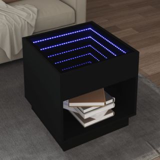 kohvilaud LED-tuledega, must, 50x50x50 cm