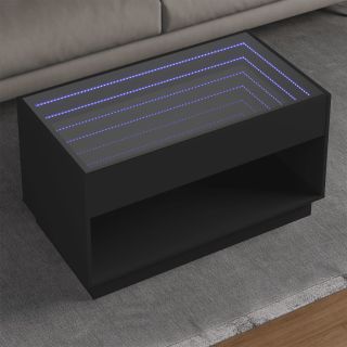 kohvilaud LED-tuledega, must, 90x50x50 cm