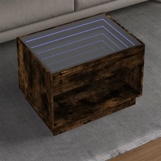 kohvilaud LED-tuledega, suitsutatud tamm, 70x50x50 cm