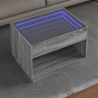журнальный столик со светодиодной подсветкой, серый дуб Сонома, 70x50x50 см