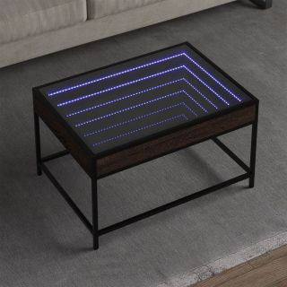 kohvilaud LED-tuledega, pruun tamm, 70 x 50 x 41 cm