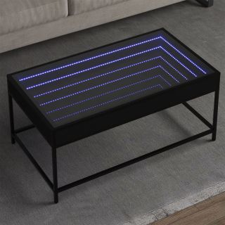 kohvilaud LED-tuledega, must, 90x50x41 cm