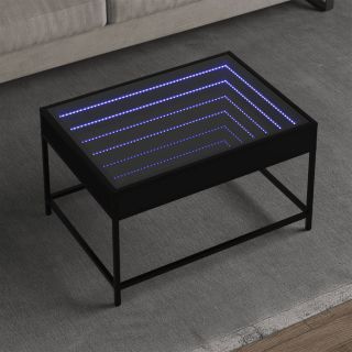kohvilaud LED-tuledega, must, 70 x 50 x 41 cm