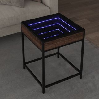 kohvilaud LED-tuledega, pruun tamm, 40 x 40 x 51 cm