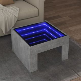 Журнальный столик с LED-подсветкой, бетонно-серый, 50x50x30 см
