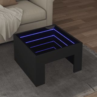 Журнальный столик с LED-подсветкой, черный, 50x50x30 см