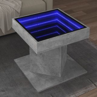 Журнальный столик со светодиодной подсветкой, бетонно-серый, 50x50x45 см, искусственное дерево