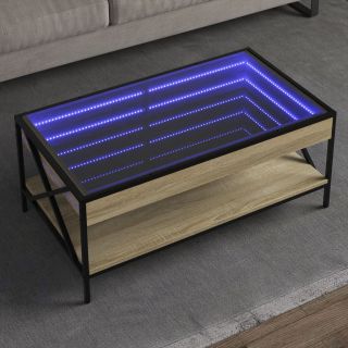 kohvilaud LED-tuledega, Sonoma tamm, 90x50x38 cm