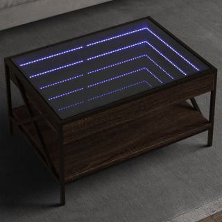 kohvilaud LED-tuledega, pruun tamm, 70x50x38 cm