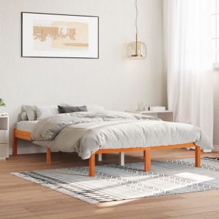 voodiraam ilma madratsita, vahapruun, 140 x 200 cm, männipuit