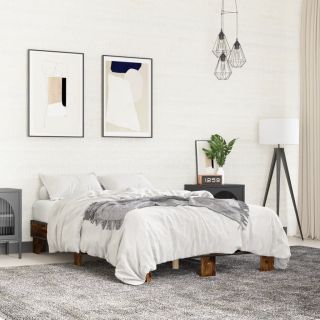 каркас кровати, копченый дуб, 120 x 200 см, искусственное дерево и металл